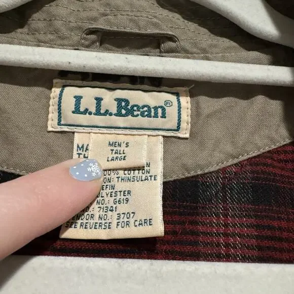 Vintage LL Bean Plaid Lined Utility Vest Fishing Hunting Mens Large Tall - Picture 3 of 8